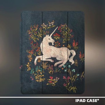 原創小眾高級感藝術白馬適用2024款air6ipadpro11寸三折ipad殼防彎亞克力平板殼9代10.2寸air4/5mini6帶筆槽