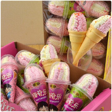 ✿欢乐时光✿棉花糖甜筒  冰淇淋棉花糖 甜筒雪糕 兒童零食 兒童禮物 糖果 網紅零食 懷舊兒童棉花冰淇淋