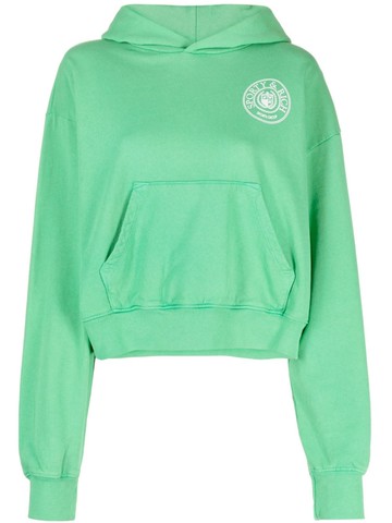 Sporty & Rich - logo-print jersey hoodie - women - Cotton - XS - Green
