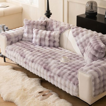 好物良品 普羅旺斯 雙色扎染輕奢高密度毛絨保暖沙發墊  1人(90 x 90cm)  紫色