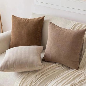 純色雪尼爾抱枕套客廳枕頭正方形咖棕大靠墊靠枕腰靠沙發靠背定