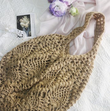 【現貨】Handmade手工編織/黃麻繩編織網袋/購物袋/肩背包/麻繩包