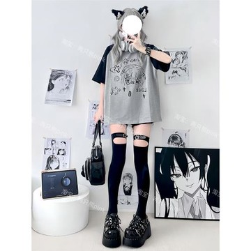 黑色天鵝絨jk襪子女辣妹朋克五星皮扣破洞過膝襪甜酷顯瘦高筒襪