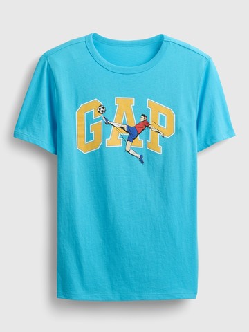 男童裝 Logo純棉印花圓領短袖T恤-天藍色