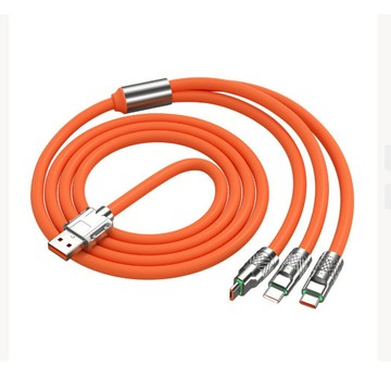 【日青的橘貓】120W鋅合金矽膠 一拖三充電線 快充線 傳輸線 Lightning/Type-c/Micro