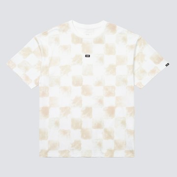 Checker 卡其色暈染棋盤格短袖T恤