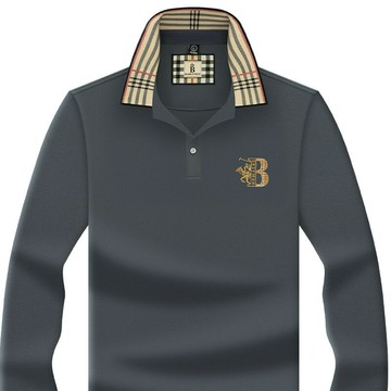 【新款熱賣】爆款香港保羅風休閑刺繡翻領長袖POLO衫商務純色休閑帶領男士