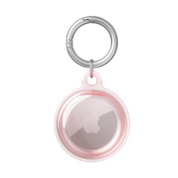 Airtag / 防丟器保護周邊 嚴選 AirTag 360度全包覆輕薄透色保護套/金屬登山扣環 透粉