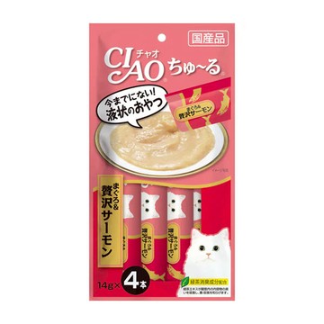 貓-CIAO啾嚕肉泥14g-4入-鮪魚+鮭魚