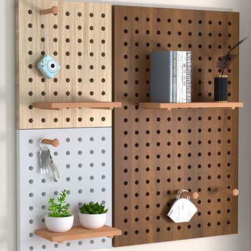??快速出貨?? 公司貨 洞洞板墻上置物架可定實木質書桌面展示架墻壁掛板墻面隔板收納架