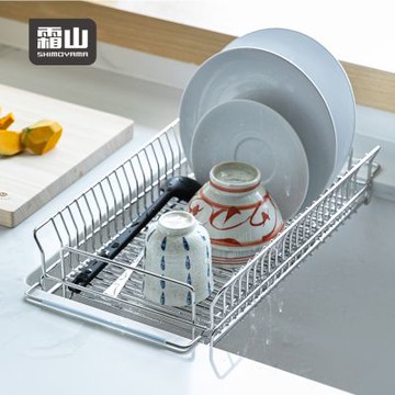 日本霜山 304不鏽鋼伸縮式碗盤收納瀝水籃