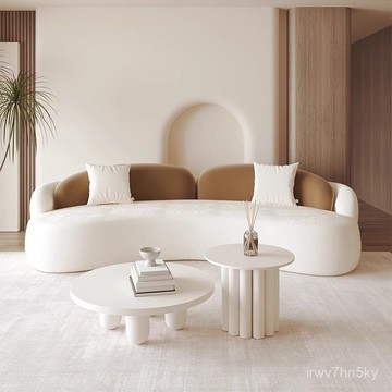 ✅廠家直銷 開立發票 北歐小戶型簡約客廳接待室會客洽談美容院弧形設計感沙髮茶幾組閤 歐式沙發 輕奢沙發