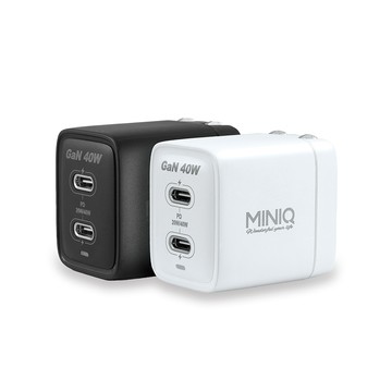 miniQ 40W氮化鎵 雙C孔 手機急速快充充電器(台灣製造附贈Type-C充電線)
