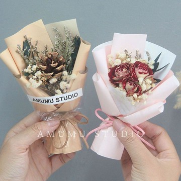 【台灣出貨】玫瑰乾花迷你小清新花束精緻伴手禮永生花女友生日禮物裝飾情人節永生乾燥花  乾燥花束 永生花 紀念日 送禮