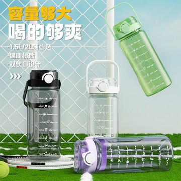 1500ml 大容量運動水壺  帶吸管提手 戶外健身 學生隨行杯 耐高溫水壺【CP-019】3Y