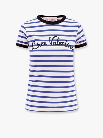 Striped cotton t-shirt with embroidered logo - VALENTINO - gender_Woman