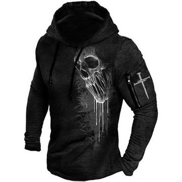 3D Drawstring Long Sleeve Casual Hoodie   3D抽繩長袖連帽衛衣