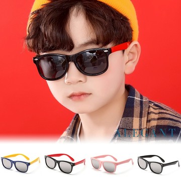 ALEGANT中性時尚兒童專用輕量彈性偏光墨鏡│UV400太陽眼鏡│活力黃│豔陽紅│俏皮粉│復刻黑