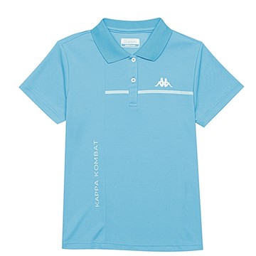 KAPPA義大利 時尚吸濕排汗女針織短袖POLO衫珊瑚藍 32166ZW474