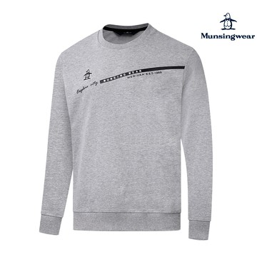 【Munsingwear 企鵝】男款灰色胸前線條印繡花圓領T-SHIRT MGSL2804