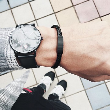 潮牌雙色編織皮繩手鏈男女士韓版個性時尚潮人皮手繩學生情侶禮物