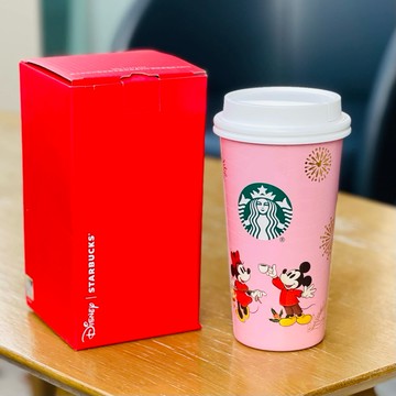 星巴克杯子2026新年禮物迪士尼合作米奇米妮歡慶新年金色煙花不鏽鋼粉色推蓋桌面杯咖啡杯喝水杯露營杯七夕禮物聖誕節