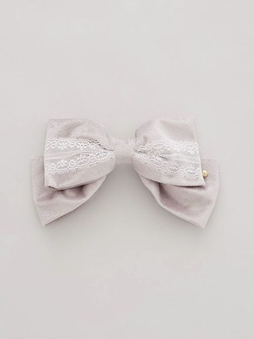 天鵝絨質感蕾絲蝴蝶結造型髮夾(08000755000) - Maison de FLEUR