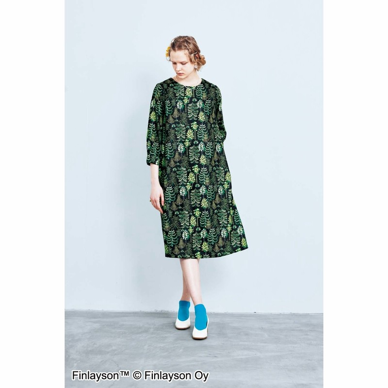 熱販売 フェリシモ フィンレイソン シロップ グリーン 花柄 Aライン ワンピース ひざ丈ワンピース Www Pulse Orange Cm