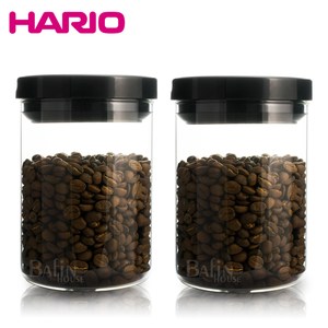 【日本 HARIO】聰明開關 玻璃密封罐 800ml*2入(黑)
