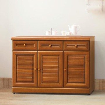 AS雅司-陸發實木樟木色4尺餐櫃(下座)-121*42*81CM