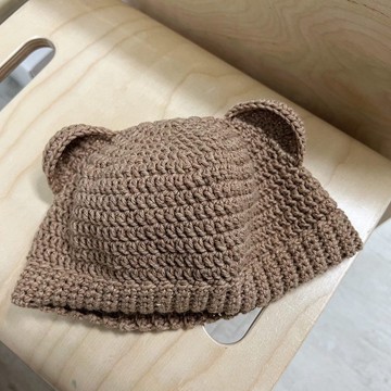 備註頭圍-給嫩嬰、孩童-鉤針-彎彎熊耳帽