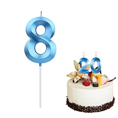 AIEX 2.75inch Blue Birthday Number Candle, 3D Diamond Shape Candle