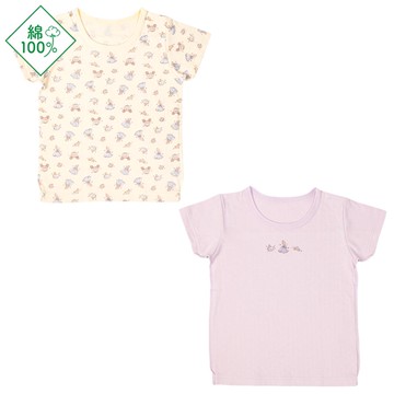 akachan honpo - 短袖圓領上衣2件組-蓬鬆棉 公主-紫色