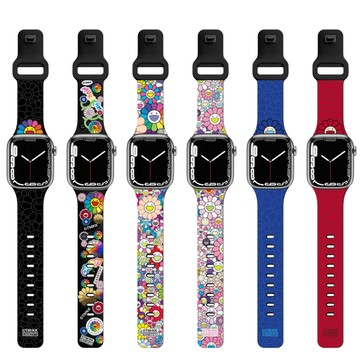 村上隆太陽花iWATCH蘋果錶帶適用S11 S10 S9-S1UltraSE硅膠運動