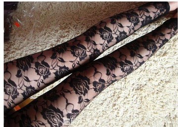 春夏新款蕾絲透視打底褲修身緊身九分褲性感純色百搭大碼胖mm褲子1入