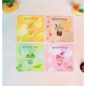 【哈狼族】服飾輔料/刺繡布貼/EMh/奶茶系列 抹茶柳橙櫻桃珍珠奶茶口味手機殼裝飾貼衣服diy自黏刺繡燙布貼-貼紙型
