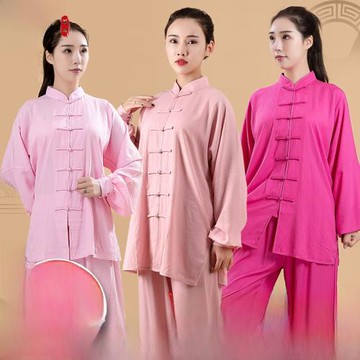 宏情太極服男女棉麻春秋武術服團體競賽表演服中式太極拳練功服夏