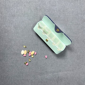 真皮藥盒 深藍色