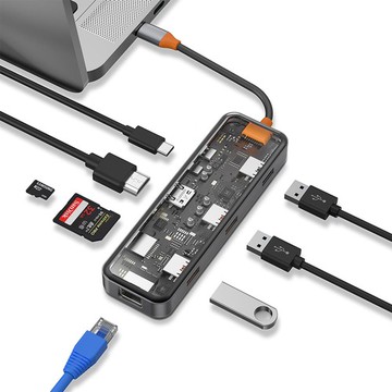 WiWU｜CYBER系列 USB-C HUB 透明八合一多功能集線器