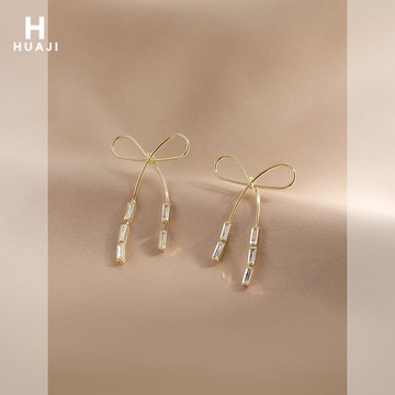 花跡讓你心動的蝴蝶結耳環韓國超仙氣質少女網紅長款精致耳墜女