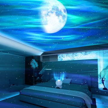 【太美啦！巨療癒！】LED極光投影燈 月亮星空投影小夜燈 北歐極光投影燈 聖誕節交換禮物 居家儀式感氛圍 生日禮物 情人節禮物