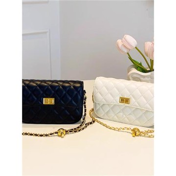 黑色包包女2025新款時尚菱格鏈條斜挎包小眾小香風洋氣單肩小方包