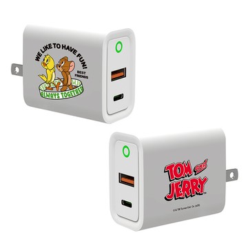 【正版授權】湯姆貓與傑利鼠一起玩耍USB3.0+PD20W雙孔充電器