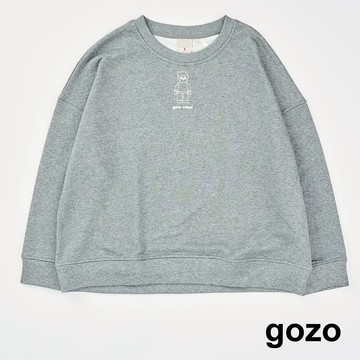 【gozo】➤機器人奶奶圓領大學T(灰色/藍色_F) | 女裝 圓領 百搭