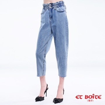 【買1送1】高腰丹寧老爹褲- BLUE WAY ET BOITE箱子