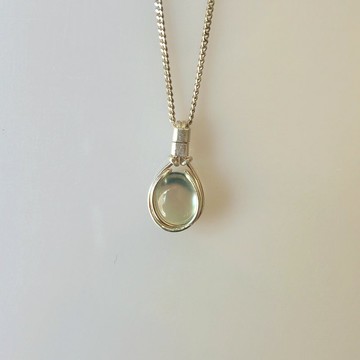 葡萄石吊墜 小顆簡約鑲嵌葡萄石項鍊 純銀鎖骨鏈