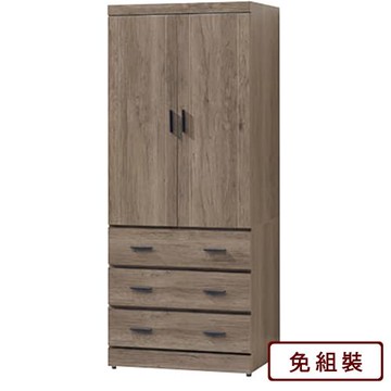 AS-賈克2.5*7仿古色衣櫃-76*57.5*200.5CM