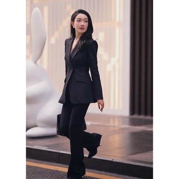 干練氣質女裝闊腿褲西裝套裝女高級感2025新款春秋職業裝黑色西服