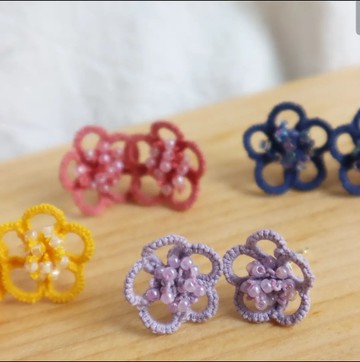 花影 蕾絲梭編耳環
