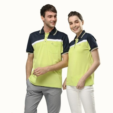 Per GIBO男版T網眼P.K短polo衫-PT182835芥黃/丈青